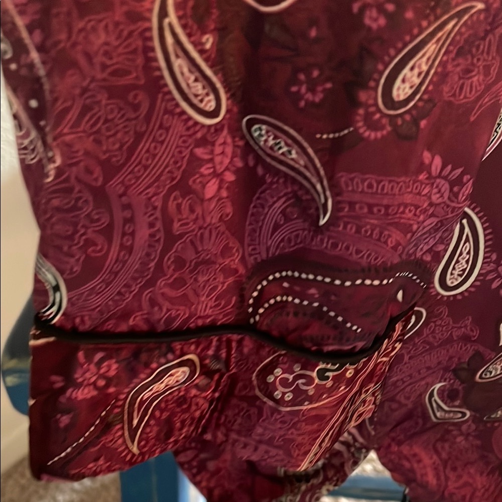 Croft & Barrow Paisley Satin Chemise - Burgundy - Picture 4 of 6